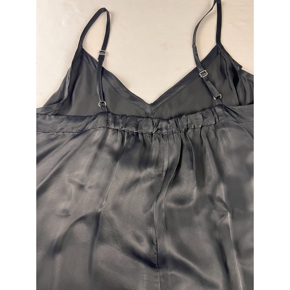 Athleta Calm Cool Wide Leg Jumpsuit Silky Black V Neck Resort Lounge Romper XL - Picture 10 of 15